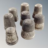 Eight silver thimbles
