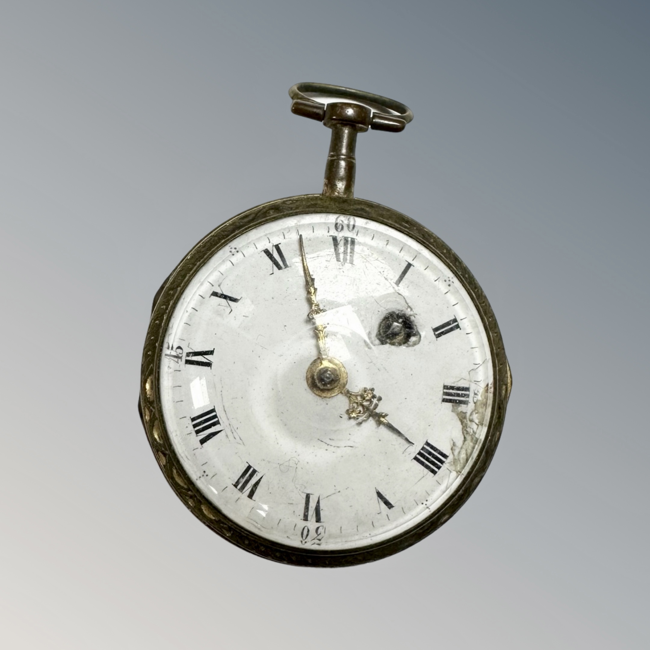 A brass cased combination mantel timepiece / barometer, - Image 3 of 4