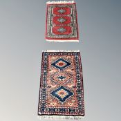Two small Eastern hearth rugs,