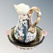 A Chinese wash jug with basin