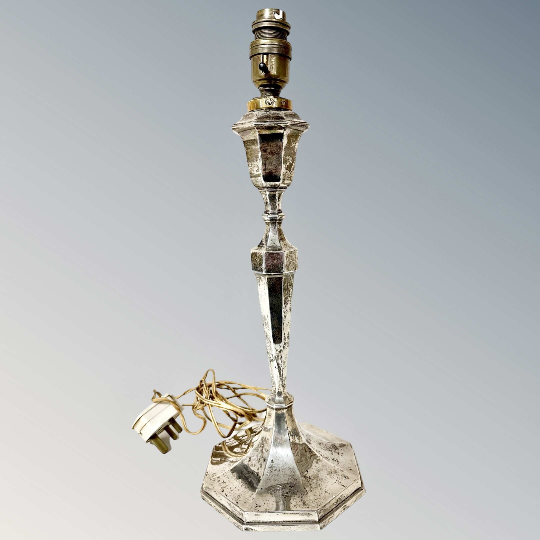 A George V silver table lamp, Birmingham 1928,
