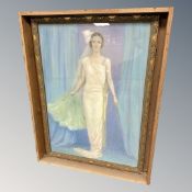 British School : Portrait of a lady in 1920's attire, pastel, 74 cm x 54 cm.