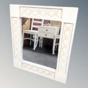 A contemporary shabby chic framed mirror