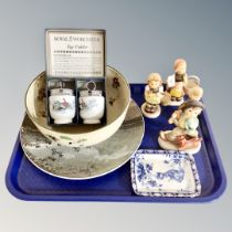 A pair of boxed Royal Worcester egg coddlers, four Goebel figures,