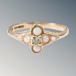 A 9ct gold opal and diamond cluster ring, size L½ CONDITION REPORT: 1.