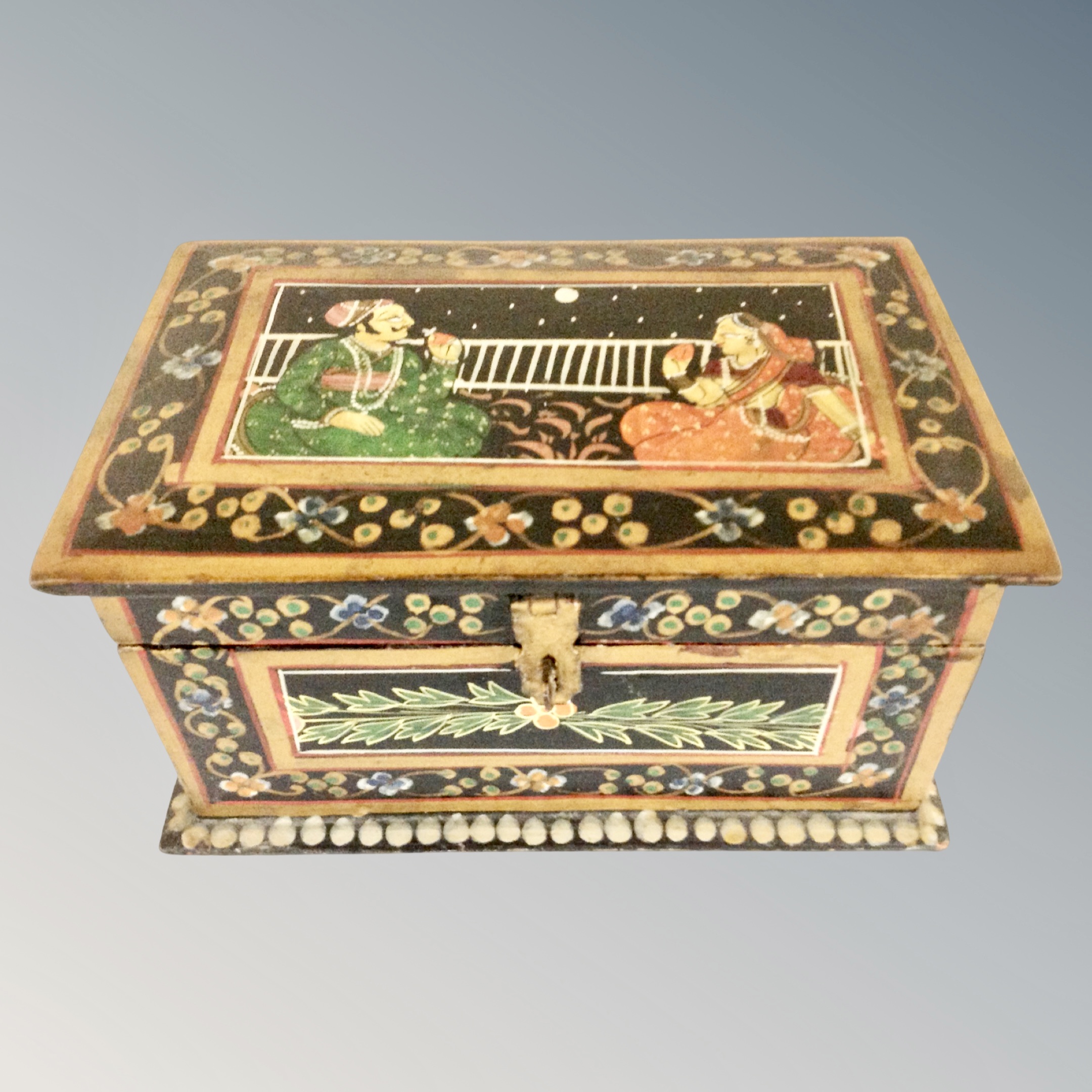 A hand-painted Indian table box