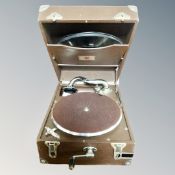 A Polyphon portable gramophone