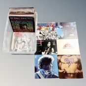 A box of 1970's and 80's rock vinyl LP records : Free, Bob Dylan, Alvin Lee, Spooky Tooth,