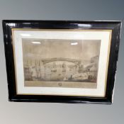 A monochrome print : The West View of the Cast Iron Bridge