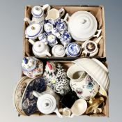 Two boxes of assorted ceramics : Ringtons lidded tureen, tea ware,