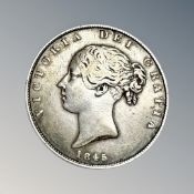 A Victorian silver half crown 1845