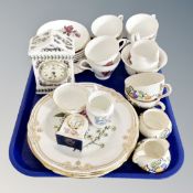 A Portmeirion quartz mantel timepiece, further Aynsley example, English part tea set,