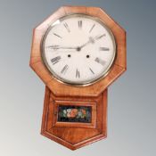 A late 19th century drop dial wall clock