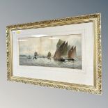 William Thomas Nichols Boyce (1858-1911) Trawlers with sails, North Shields, watercolour,