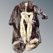 A brown mink three quarter length coat,