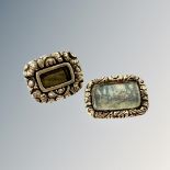 Two Georgian gold brooches, one with painted scene,
