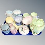 A tray of twenty pieces of Maling china including biscuit barrel, tea cups, sandwich plates,