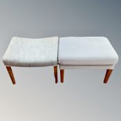 Two 20th century footstools in blue fabric