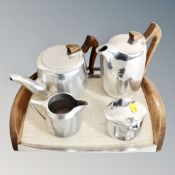 A five piece Picquot ware tea service