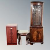 A mahogany glazed door corner display cabinet,