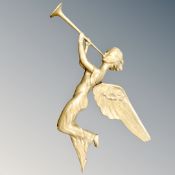 A plaster angel with trumpet wall plaque,