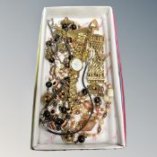 A small quantity of costume jewellery, gilt padlock bracelet,