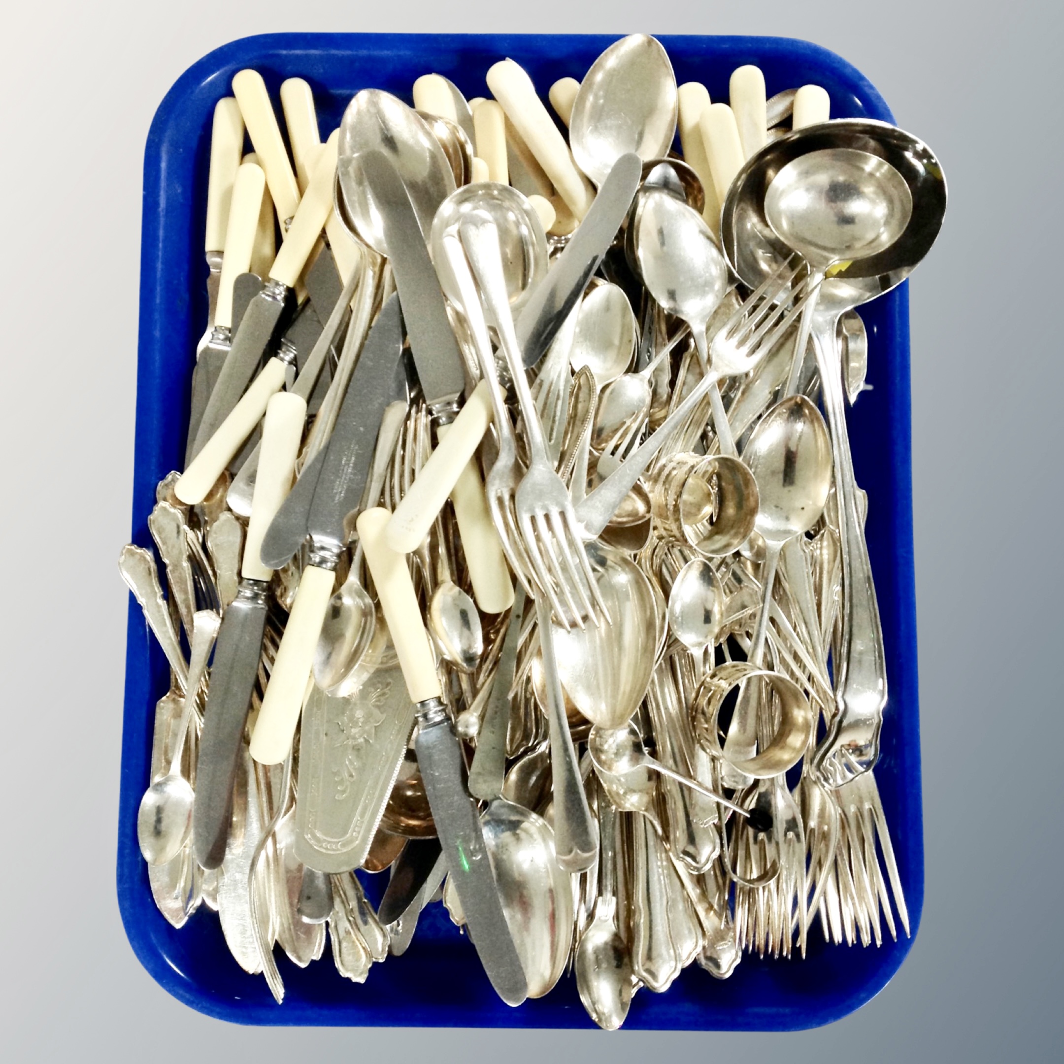 A large quantity of silver plated flatware,