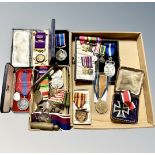 A group of WWI and later medals and decorations including a Victory Medal named to 59604 PTE. K.