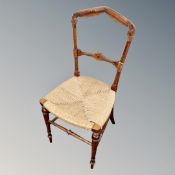 A late Victorian inlaid mahogany bedroom chair