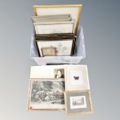 A group of pictures and prints including set of four botanical lithographs,