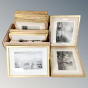 A quantity of 19th century monochrome engravings including example after JMW Turner,