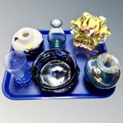 Six pieces of Maltese and other glass ware including Mdina, Pheonician,