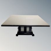 A contemporary gloss square pedestal table 170 cm x 170 cm