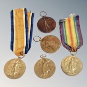 Five WWI Victory medals named to 3479 Pte. E. Hopkinson, W. Rid.R. 20367 Pte. W. Dyson W. Rid.R.