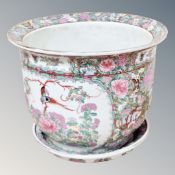 A Cantonese Famille Rose planter on plate,