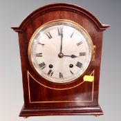 An Edwardian inlaid mahogany eight day bracket clock,