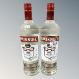 Two x Smirnoff No. 21 Vodka, each bottle 1 litre.