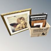 A box of contemporary framed pictures