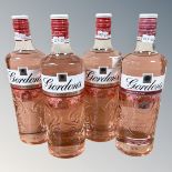 Four x Gordons Pink Premier Gin, each bottle 70 cl.