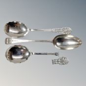 A silver serving spoon, London 1830,