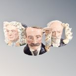 Three Royal Doulton character jugs : Elgar, Tchaikovsky,