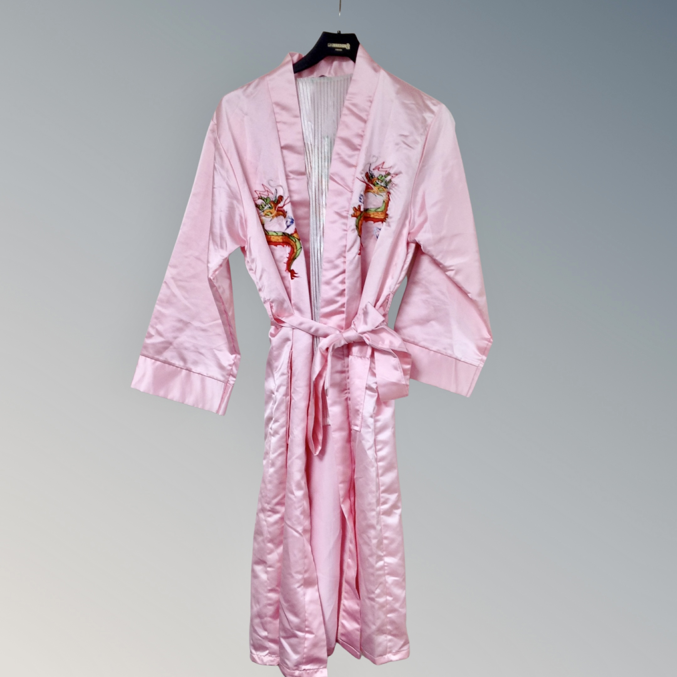 A silk kimono with hand stitched decoration