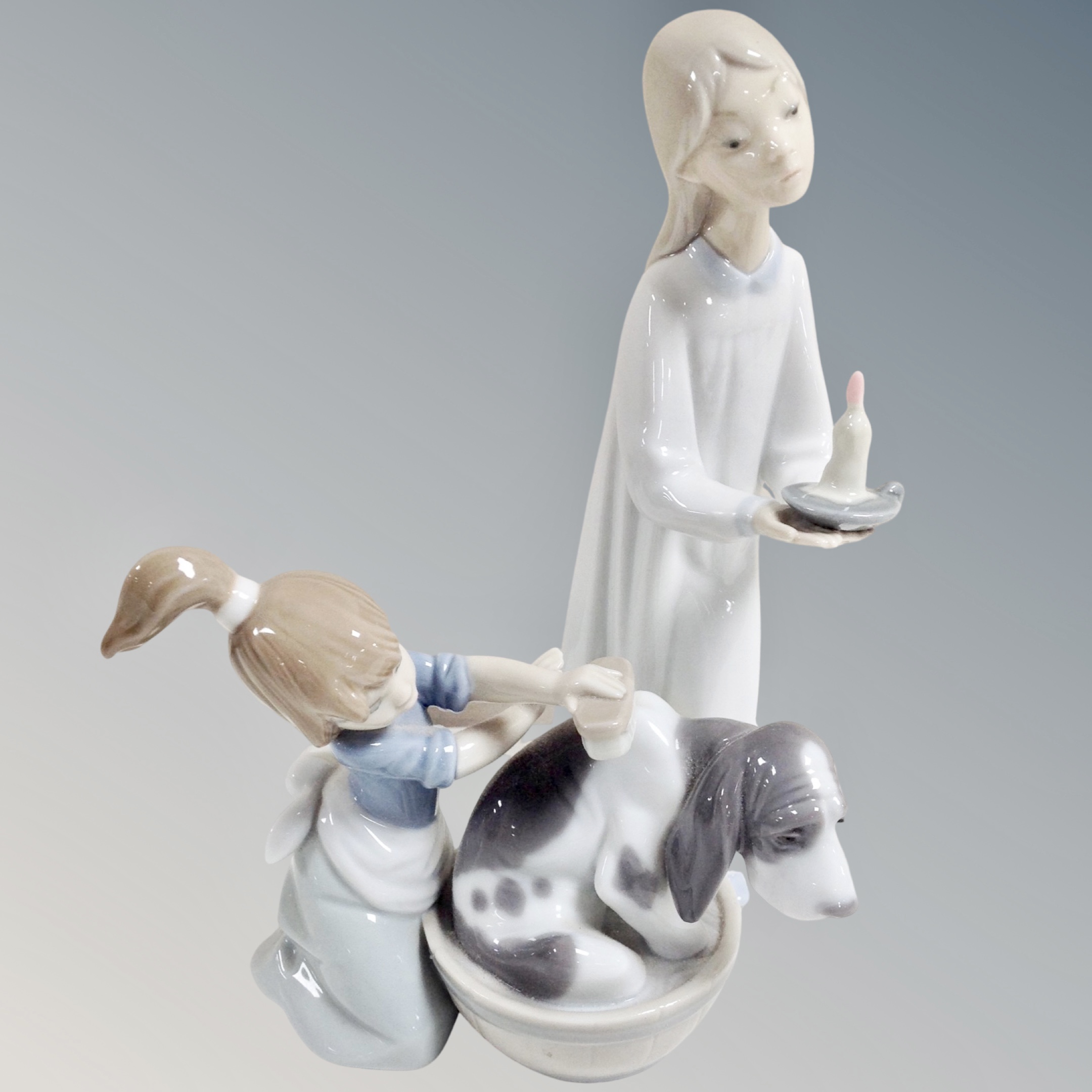 Two Lladro figures, number 5455, Bashful Bather,