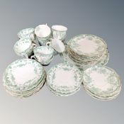 Forty two pieces of antique Allertons green and gilt tea china