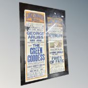 Two early 20th century Coatsworth Hall theatre advertisements -The Green Goddess and After Glow,