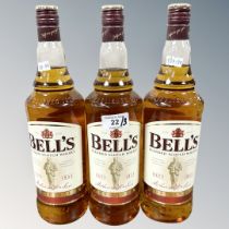 Three x Bell's Blended Scotch Whisky, each bottle 1 litre.