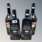 Two x Tequia Rose, each bottle 700 m, together with 2 x Bailey's Irish Cream, each bottle 1 litre.
