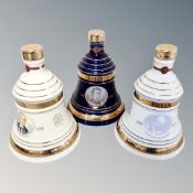 Three Wade Bell's Scotch whisky commemorative decanters : Alexander Graham Bell,