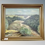 Continental School : A view across farmland, oil on canvas, 40 cm x 33 cm.