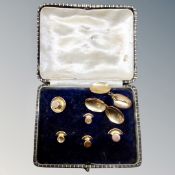 A cased set of five 9ct gold dress studs,